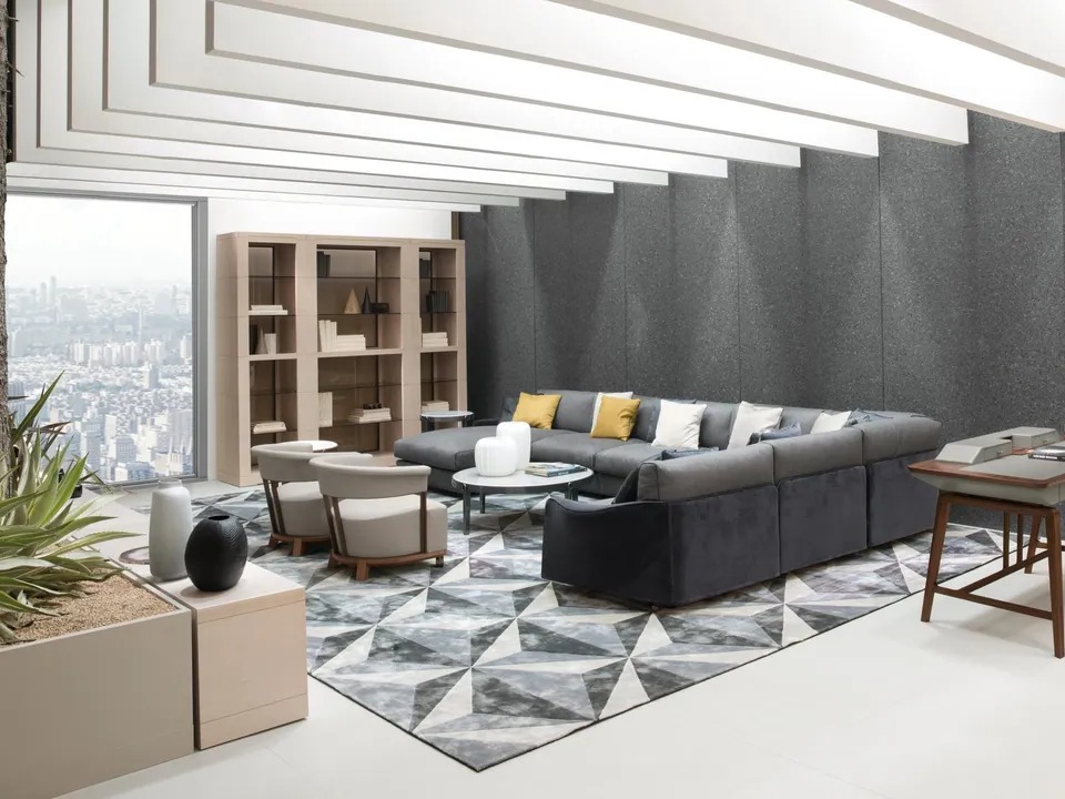 Giorgetti Aura leather armchair with armrests, photographed for the catalogue