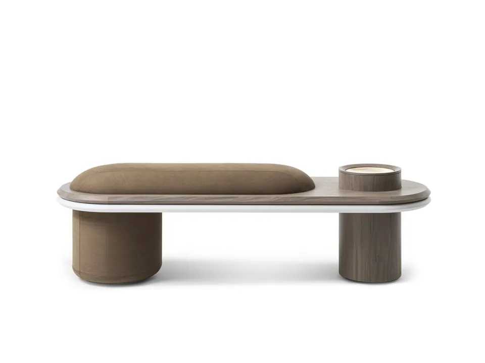 Giorgetti Liz wooden bench, photographed for the catalogue